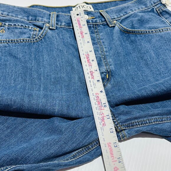 Etica Stanton Jeans Women's 30 Blue Denim Relaxed Fit Button-Fly Wide-Leg NWT - Picture 8 of 10